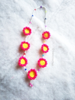 Bancrochet สร้อยคอุถักโครเชต์ necklace crochet สีชมพู 17 นิ้ว