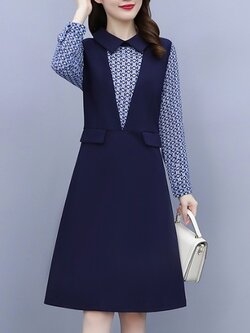 ชุดเดรสคนอ้วนแขนยาว ชุดเดรสคนอ้วนสไตล์เกาหลี เดรสแขนยาว