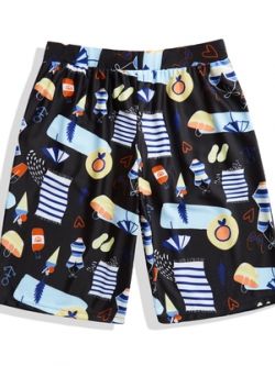 กางเกงขาสั้นผู้ชายกางเกงชายหาดกางเกงขาสั้น เอวยางยืด เนื้อผ้าดี ใส่สบาย ลายเท่