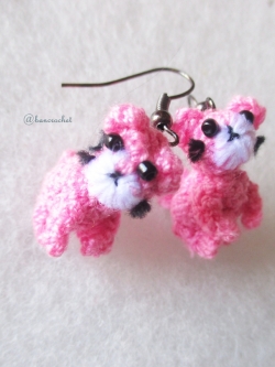 ต่างหูถักโครเชต์ รูปแมว earrings crochet