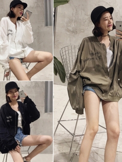 เสื้อคลุมสไตล์เกาหลี ตัวโคล่ง ผ้าทิ้งตัว แต่งลายปัก พร้อมส่ง