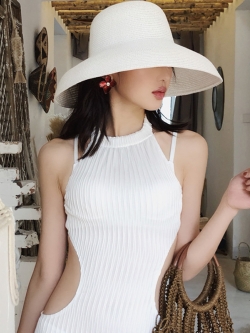 หมวกสาน หมวกสาน หมวกไปเที่ยงทะเล หมวกปานามาผู้หญิง