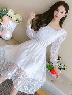 เดรสวัยรุ่น เดรสลูกไม้ชีฟอง By Meiyi women's clothing