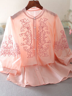 เสื้อลินิน เสื้อผ้าฝ้ายลินิน เสื้อเชิ้ตผ้าลินิน ปักลายสวยๆด้วยด้าย สไตล์VINTAGE