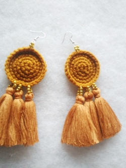 ต่างหูถักโครเชต์ crochet earrings หลากสี 5 นิ้ว