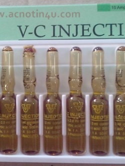 วิตซีกล่องเขียว 1 กล่อง (10หลอด) V-C Injection วิตามินซีเข้มข้น 500 mg.