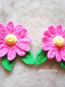 Bancrochet ดอกดาวกระจาย Sulfur Cosmos flowers สีชมพู 3 นิ้ว