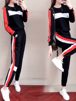 ชุดวอร์ม สูทเกาหลี Jumpsuit ชุดจั้มสูท ชุดเซท 2 ชิ้น ชุดกีฬาผู้หญิง ชุดออกกำลังกาย เสื้อกันหนาว ชุดวอร์มคู่