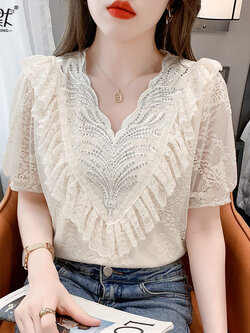 เสื้อลูกไม้ แขนสั้น