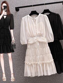 เดรสแขนสั้น มีไซส์ L-4XLอก 38-47 นิ้ว ใส่ได้ทั้งสาวหุ่นดีน่ารักจนถึงสาวอวบพลัสไซส์ จัดส่งฟรี! ทักแชทสั่งซื้อ