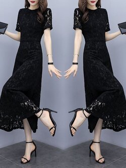 เดรสสีดำ ชุดเดรสคนอ้วน ชุดเดรสสาวพลัสไซส์ XL-5XL