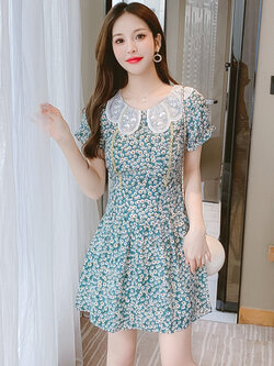 ชุดเดรสสั้น ชุดเดรสสั้นลายดอก ชุดเดรสสั้นวัยรุ่น By Meiyi women's clothing