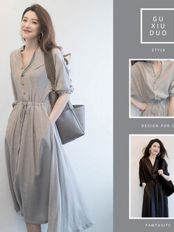 เดรสแขนสั้นมีไซส์L-4XLอก38-47นิ้ว