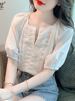 เสื้อลูกไม้ แขนสั้น