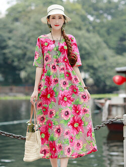 เสื้อผ้าฝ้าย เสื้อผ้าลินิน สไตล์ฤดูร้อน BY Lian Zhi Cotton and linen art สไตล์VINTAGE มีขนาดไซส์อกประมาณ 35-40 นิ้ว