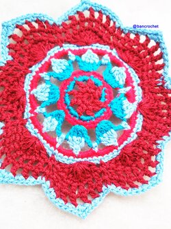 Bancrochet ที่รองแก้วถักโครเชต์ crochet coasters หลากสี 4 นิ้ว