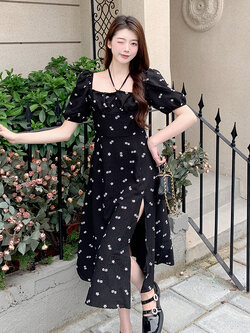 เดรสแขนสั้น มีไซส์ L-4XLอก 38-47 นิ้ว ใส่ได้ทั้งสาวหุ่นดีน่ารักจนถึงสาวอวบพลัสไซส์