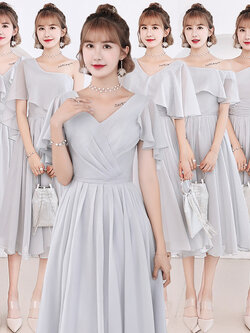 ชุดเพื่อนเจ้าสาวสีเทา ชุดเพื่อนเจ้าสาว ชุดไปงานแต่งงาน