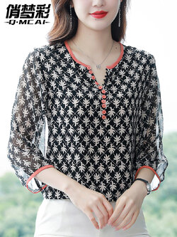 เสื้อชีฟอง เสื้อแฟชั่นสุภาพสตรีวัยผู้ใหญ่ มีไซต์ อก34นิ้ว-43นิ้ว