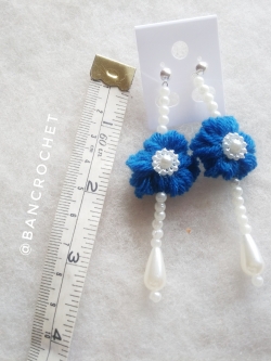 Bancrochet ต่างหูถักโครเชต์ crochet earrings หลากสี 4-6 นิ้ว