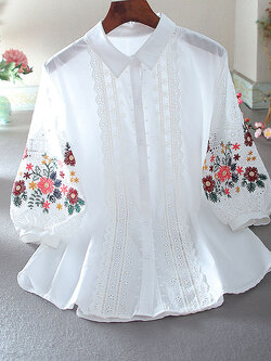 เสื้อลินิน เสื้อผ้าฝ้ายลินิน เสื้อเชิ้ตผ้าลินิน ปักลายสวยๆด้วยด้าย สไตล์VINTAGE BY Dreamroom