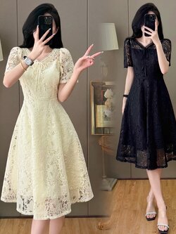 เดรสสีดำ ชุดเดรสคนอ้วน ชุดเดรสสาวพลัสไซส์ XL-5XL