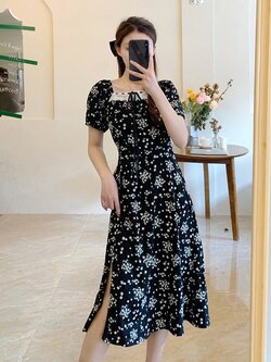 เดรสแขนสั้น มีไซส์ L-4XLอก 38-47 นิ้ว ใส่ได้ทั้งสาวหุ่นดีน่ารักจนถึงสาวอวบพลัสไซส์