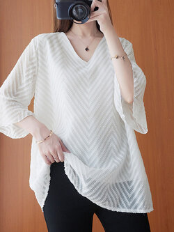 เสื้อลินินคนอ้วน เสื้อทีเชิ้ตคนอ้วนผู้หญิง เสื้อทีเชิ้ตตัวใหญ่ By Literary Plus size