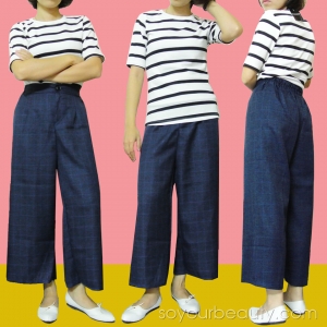 แฟชั่นกางเกงขากว้างเอวสูง wide pants