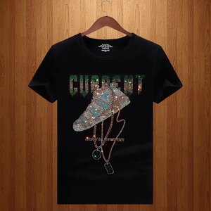 เสื้อยืดcottonผู้ชาย แต่งากเพชรระยิบระยับ ราคา390บาท ฟรีค่าจัดส่ง