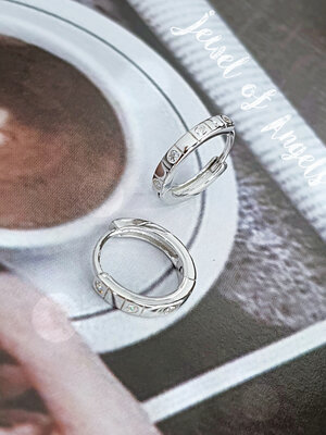 ต่างหูเงินแท้ S925 รุ่น Dazzle ต่างหูห่วง เพชรCZ ลายปล้องไผ่ สูง12mm เงินแท้ทั้งชิ้น Silver925