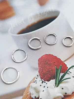 ต่างหูห่วงเล็กเงินแท้ S925 รุ่น Ready ห่วงเรียบขอบเหลี่ยมมินิมอล 6ขนาด เงินแท้ทั้งชิ้น Silver925