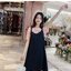 Dress4614 ชุดเดรสกระโปรงทรงปล่อยสีดำซิปหลังผ้าโพลีเนื้อดี พร้อมเสื้อตัวในลายดอกไม้โทนสีส้มผ้าเนื้อดียืดหยุ่นสูง งานสวยน่าใส่ ผ้านุ่มใส่สบาย แมทช์ได้ลงตัว ใส่เที่ยว/ใส่ทำงานได้