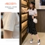 Set_bs1747 ชุดเซ็ท 2 ชิ้น(เสื้อ+กระโปรง) เสื้อยืดแขนสั้นสีขาวอกพิมพ์ลายตัวอักษรผ้าคอตตอนเนื้อดีนุ่มยืดหยุ่นสูง กระโปรงเอวสูงชายระบายลายจุดสีดำ ซิปหลัง มีซับใน ผ้าโพลีเนื้อดีเรียบสวยไม่ยับง่าย งานดีทรงดีลายสวย ดีเทลเก๋ๆ ดีงาม แมทช์ได้ลงตัว