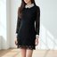 🩶 Dress4189 มินิเดรสลูกไม้ดำแขนยาวผ้าพรีเมียม ปกขาวฉลุลายสไตล์เกาหลี ลุคหวานละมุนดูดีทุกมุม ใส่ไปคาเฟ่หรือออกงานก็ดูแพงแบบมีเสน่ห์
