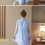Dress4437 เดรสทรงปล่อยสีฟ้าแขนกุดแต่งระบาย กระดุมอกแต่งลูกไม้เพิ่มความน่ารัก ผ้าคอตตอนโพลีเนื้อดีเรียบสวยไม่ยับง่าย งานน่ารักใส่เก๋ๆ ได้บ่อย