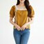 Blouse3903 เสื้อแฟชั่นน่ารักทรงคอเหลี่ยมแต่งระบายลูกไม้ แขนตุ๊กตา ผ้าคอตตอนเนื้อดีหนาสวย แมทช์กับอะไรก็สวย มี 2 สี ขาว, เหลืองมัสตาร์ด
