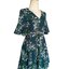 Dress4461 เดรสลายดอกไม้สีเขียวเข้ม คอวีป้าย แขนสามส่วนระบาย ซิปหลังใส่ง่าย มีซับในอย่างดีทั้งชุด มีผ้าผูกเอว ผ้าชีฟองเกรดพรีเมียมเนื้อดีหนามีน้ำหนักทิ้งตัว งานดีทรงดีสีสวย เรียบหรูดูแพง ใส่เที่ยว/ใส่ทำงานได้