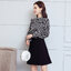 Dress4625 ชุดเดรสแขนยาวชีฟองลายริ้วสีขาวดำตัดต่อกระโปรงสีพื้นดำผ้าคอตตอนสแปนเด็กซ์เนื้อดีมีน้ำหนักทิ้งตัว ซิปข้างใส่ง่าย งานดีทรงดีใส่สวย ดูเรียบหรู ใส่ทำงานได้
