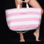 Victoria's Secret Getaway Bag Vintage Grey Stripe (สีชมพูลายขาว) *ลดราคา มีตำหนิ