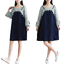 Dress4452 เดรสไซส์ใหญ่ทรงปล่อยอกลูกไม้สีกรมท่า แขนยาวแต่งระบาย ผ้าคอตตอนสแปนเด็กซ์เนื้อดีมีน้ำหนักทิ้งตัวยืดขยายได้ งานดีทรงดีสวยเรียบหรู ใส่เที่ยว/ใส่ทำงานได้