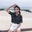 Blouse3796 เสื้อแฟชั่นไซส์ใหญ่ทรงคอวีลายจุดสีดำ กระดุมผ่าหน้า ผ้าโพลีเนื้อดีนุ่มใส่สบาย งานสวยดีเทลดีงาม แมทช์กับอะไรก็เข้า ใส่เที่ยว/ใส่ทำงานได้