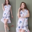 Dress3334 ชุดเดรสแฟชั่นคอปกเชิ้ต ชายระบายทรงหางปลาหน้าสั้นหลังยาว ผ้ามิลินเกรดเอลายดอกไม้ ผ้าทอหนาเนื้อดีเรียบอยู่ทรงสวย มี 3 สี ดำ ขาว ฟ้า