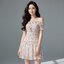 🌸💗 Dress4725 เดรสเปิดไหล่ลายดอกไม้ชมพู ผ้าชีฟองพรีเมียม น่ารักหวานละมุน