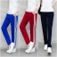 Trousers487 กางเกงขายาวทรงสปอร์ตสีพื้นแต่งแถบสีขาว เอวสม็อคยางยืด กระเป๋าสองข้าง ผ้าคอตตอนเนื้อนุ่มยืดขยายได้เยอะ **พร้อมส่งสีแดงสีเดียวค่ะ