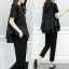 Set_bt1742 ชุดเซ็ท 2 ชิ้น(เสื้อ+กางเกง) เสื้อตัวยาวชายปล่อย+กางเกงขายาวเอวยางยืดมีกระเป๋าข้าง ผ้าคอตตอนสแปนเด็กซ์เนื้อดีหนามีน้ำหนักทิ้งตัวยืดหยุ่นสูง งานสองชิ้นสวยคุ้ม ทรงสวยเรียบหรู ผ้าดีเกินราคาดูสวยแพง ใส่เที่ยว/ใส่ทำงานได้ (สีพื้นดำ)