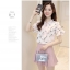Blouse3788 เสื้อชีฟองสีครีมลายดอกไม้สีชมพู แต่งระบายที่คอ ช่วงอกและปลายแขน ผ้าชีฟองเกรดพรีเมียมเนื้อดีหนาสวย มีซับในอย่างดี งานสวยผ้านุ่มใส่สบาย แมทช์กับอะไรก็สวย