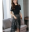 Set_bs1756 ชุดเซ็ท 2 ชิ้น(เสื้อ+กระโปรง) เสื้อยืดสีดำเนื้อนุ่ม+กระโปรงยาวเอวยืดผ้าวิ้งเนื้อนิ่มสีเทาคลุมทับด้วยผ้ามุ้งสีดำ ดีไซน์เก๋ๆ น่ารักดูมีดีเทลไม่ซ้ำใคร แมทช์ได้ลงตัว แยกใส่กับตัวอื่นได้อีกหลายลุค