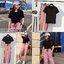 Set_bt1770 ชุดเซ็ท 2 ชิ้น(เสื้อ+กางเกง) เสื้อยืดแขนสั้นสีดำผ้าคอตตอนเนื้อดีนุ่มยืดหยุ่นสูงใส่สบาย+กางเกงขายาวปลายขาจัมพ์สีชมพูแต่งแถบข้างสีดำ เอวยางยืด มีกระเป๋าข้าง ผ้าซาตินกำมะหยี่เนื้อดีนุ่มใส่สบาย งานน่ารักเก๋ๆ ใส่สวย งานเซ็ทเข้าชุดสุ