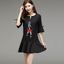 Dress4249 เดรสทรงปล่อยแขนระบายสีพื้นดำแต่งแพทช์เก๋ๆ ชายระบาย ผ้าเนื้อดีสวยมีน้ำหนักทิ้งตัว งานดีทรงดีดูสวยแพง